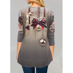 Printed Round Neck Long Sleeve T Shirt